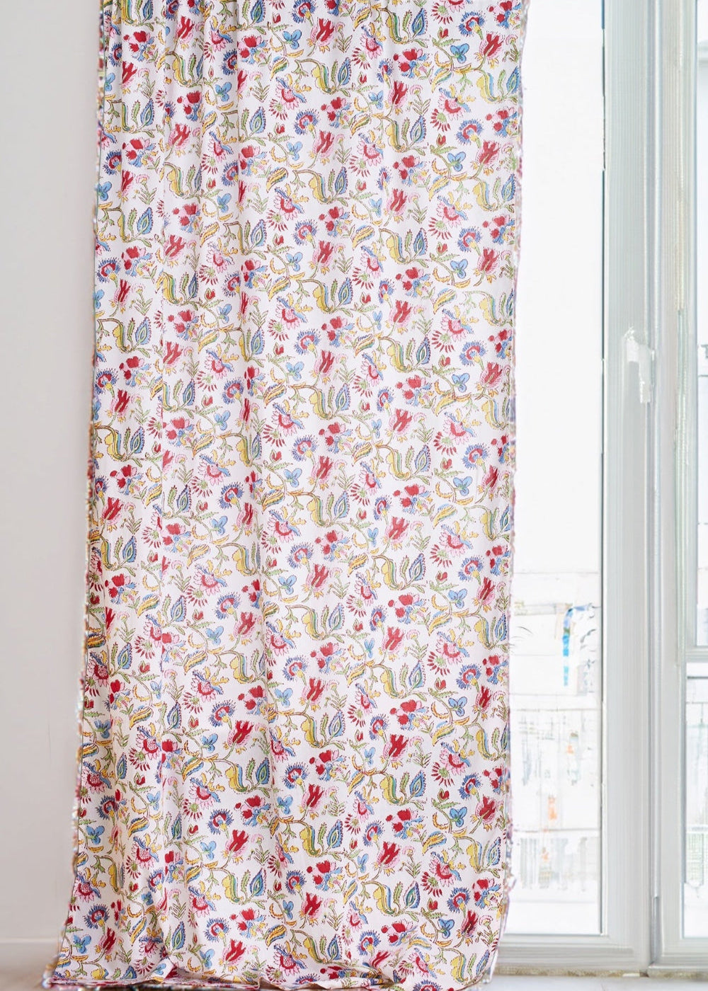 White Floral Pale Multi Coloured Curtain Panel - Second Nature Online