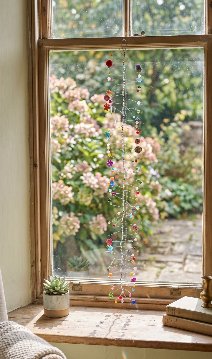 Handmade Beaded and Sequin Multi Colour Wire Hanging 90 cm