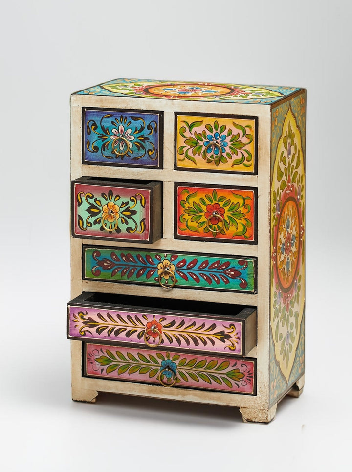 Indian Hand Painted Wooden Chest For Jewellery