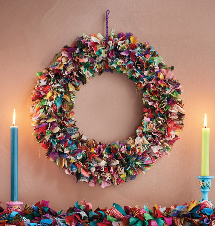 Recycled Sari Fabric Wreath