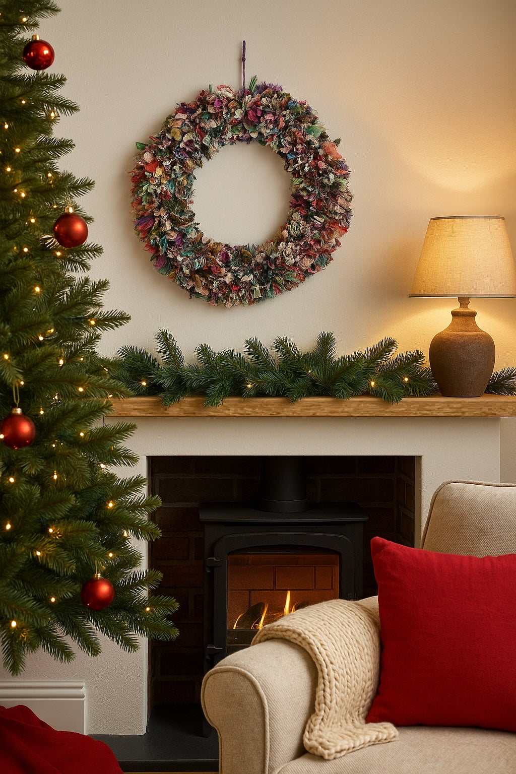 Xmas Wraeth In Living Room