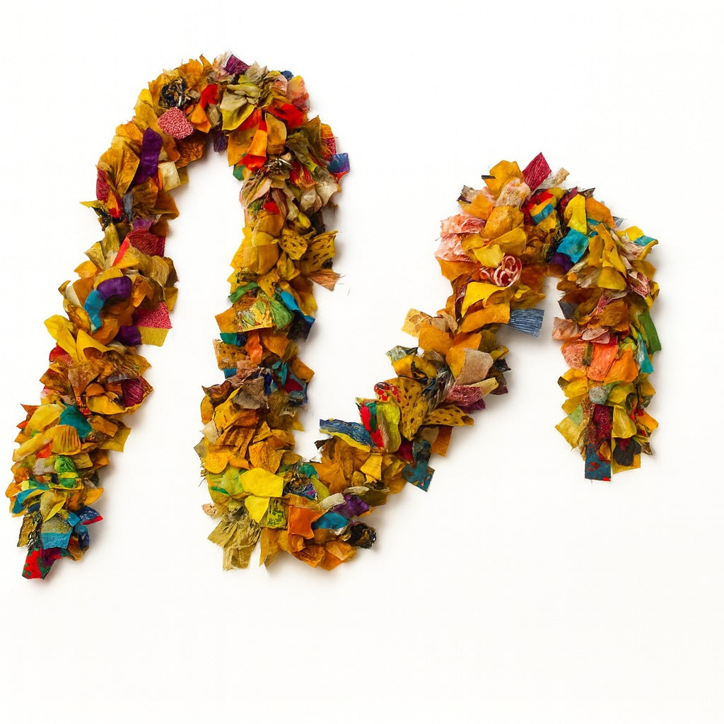 Recycled Sari Fabric Tinsel/Garland - Yellow