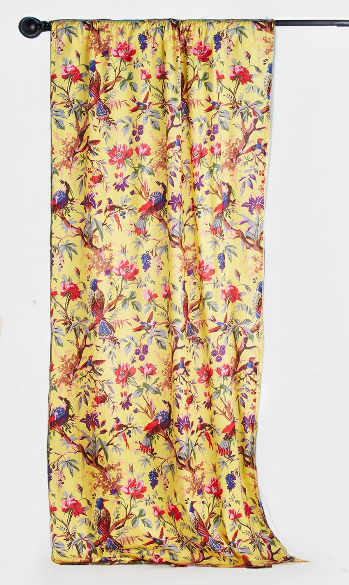 Yellow Bird Of Paradise Cotton Curtain Panel - Second Nature Online