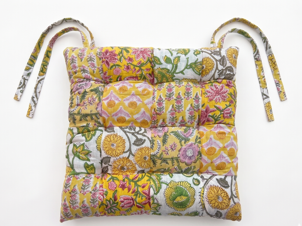 Yellow_Cushion_Seat_Pad In a White Background