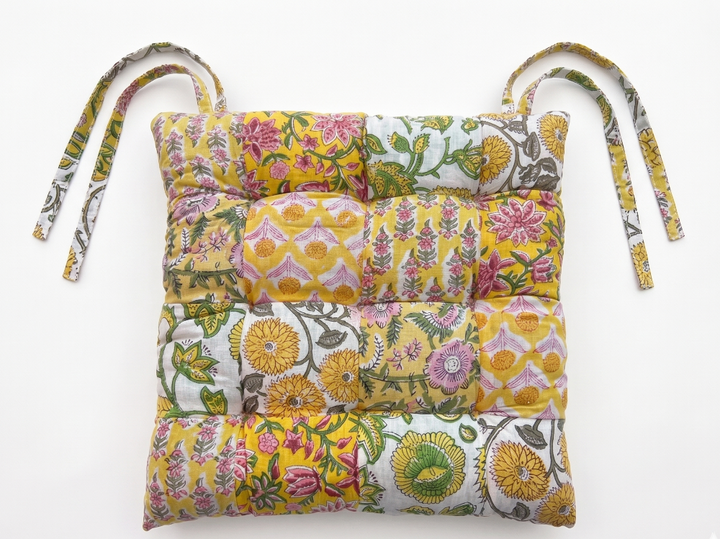 Yellow_Cushion_Seat_Pad In a White Background