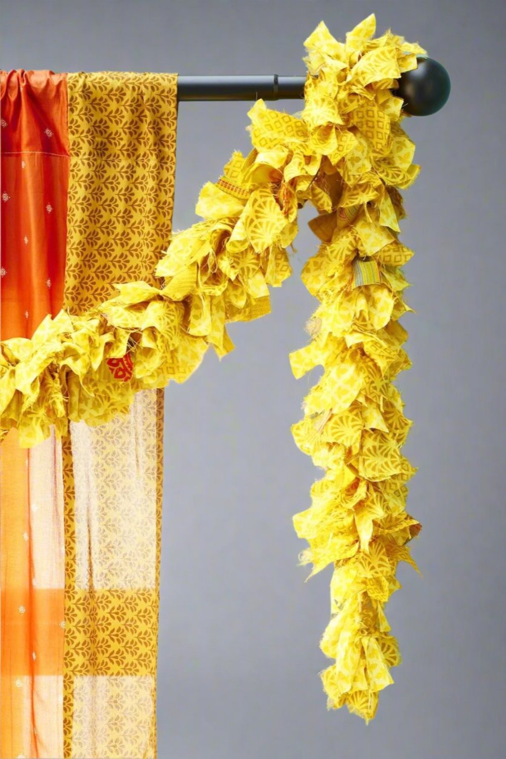 Yellow Recycled Sari Tinsel Garland Xmas - Second Nature Online