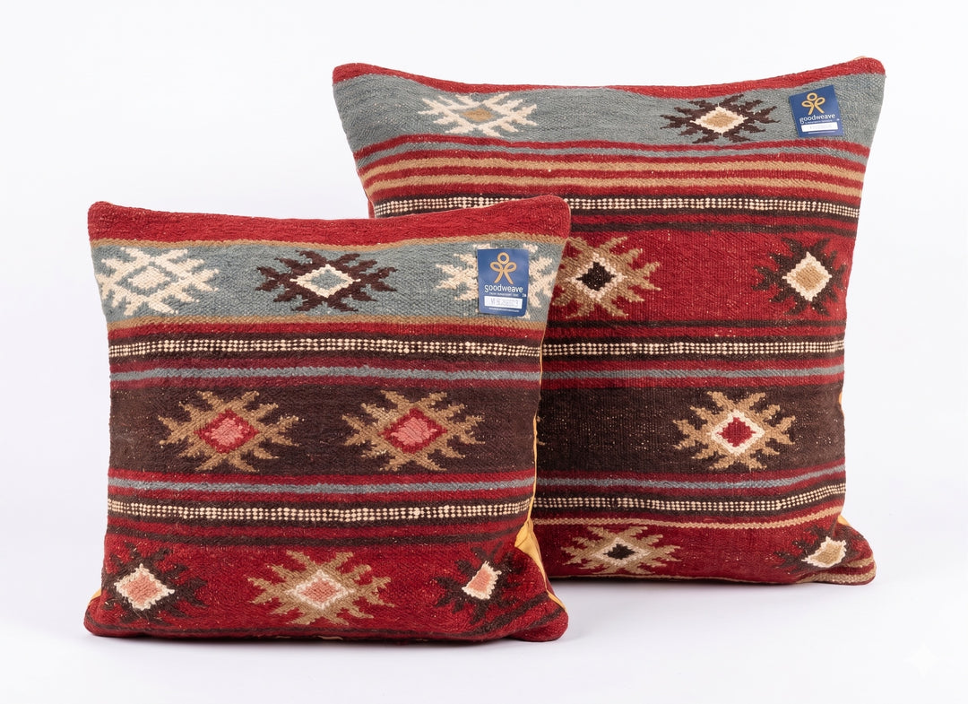 Zanskar Kilim Cushion Cover Handmade in Geometric Stripe Design 2 Sizes