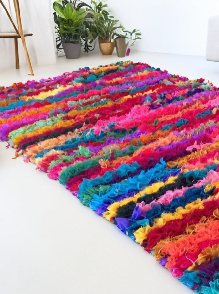 Zinda Rainbow Recycled Dyed-Fabric Rag Rug Second Nature Online