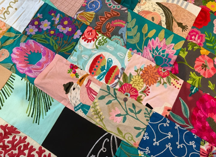 Handmade Large Recycled Cotton Patchwork Throw 152 x 177 cm Luxury Indian Kantha Blanket