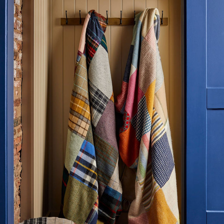 The Highland Throw Handmade Patchwork Tartan Tweed Wool Large Blanket