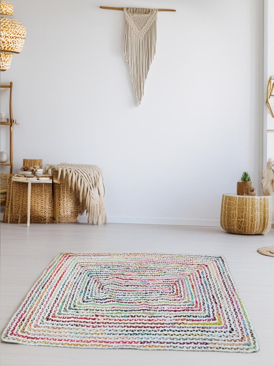 Rectangle Cotton Recycled Braided Rag Rug