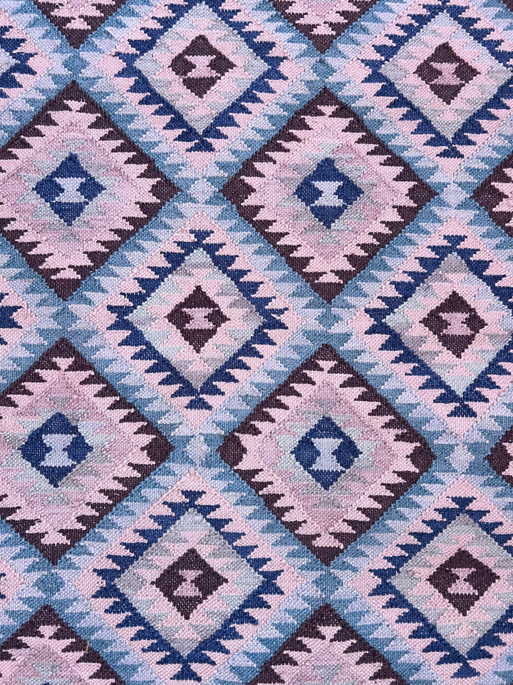Blue Handloom Kilim Rug Diamond Pattern 120 x 180 cm