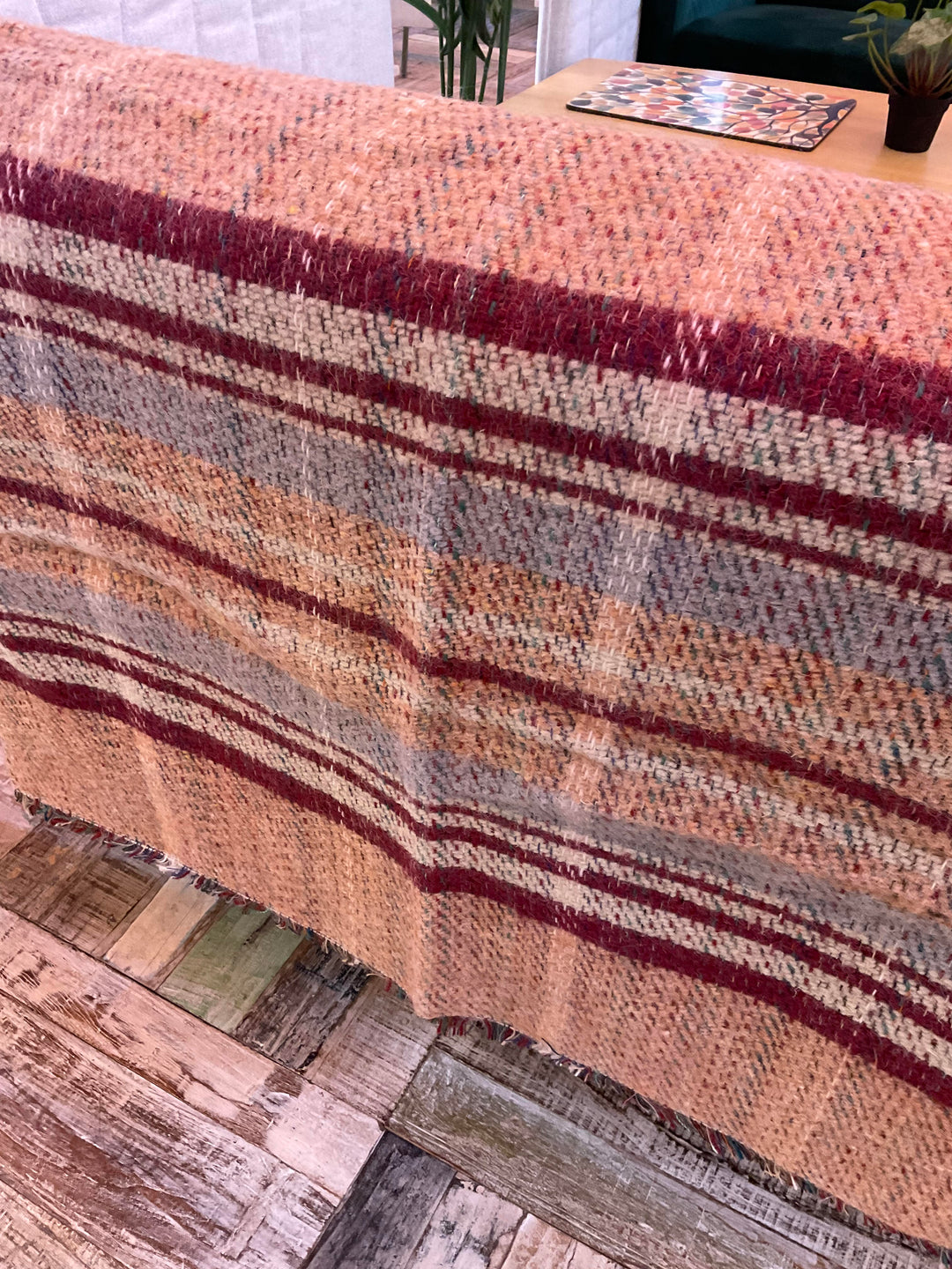 Red Natural Highland Throw Luxury Recycled Wool Small Blanket