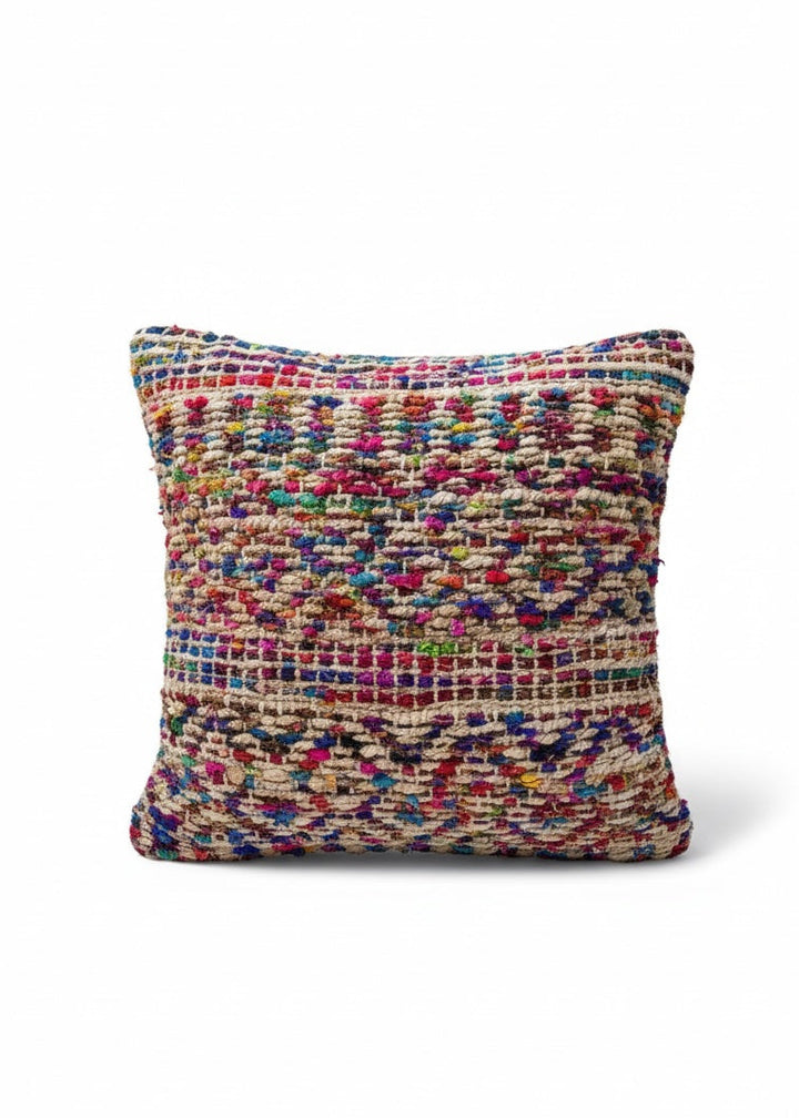 Cushion with Hemp and Multi Colour Recycled Silk With Inner