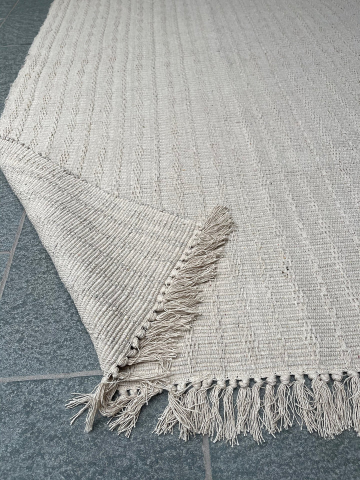 Tarkarli Natural Rug Cotton Textured and Hand Woven