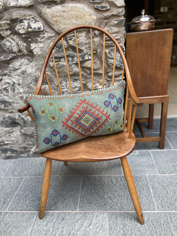 Stonewash Cushion Cover with Indian Embroidery Detail - Second Nature Online