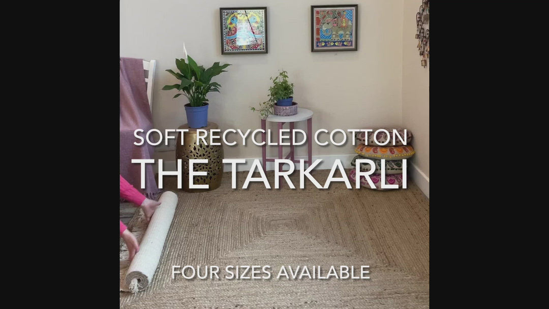Tarkarli Natural Rug Cotton Textured and Hand Woven