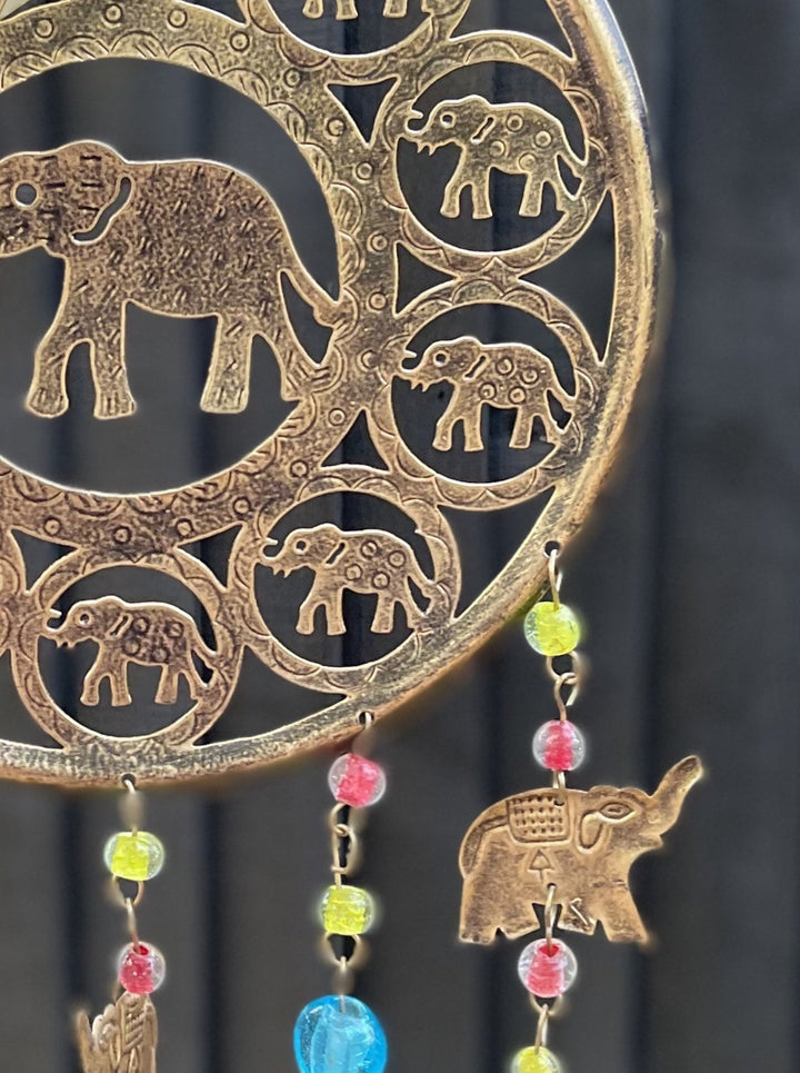 Multi Lucky Elephant Wind Chime With Beads
