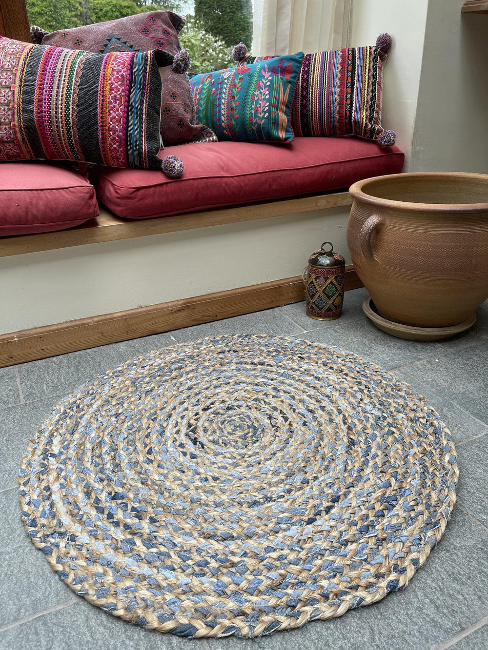 JEANNIE Round Kids Rug Ethical Source with Recycled Denim - Second Nature Online