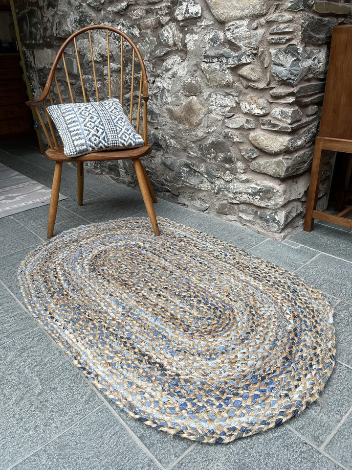 JEANNIE Oval Kids Rug Ethical Source with Recycled Denim - Second Nature Online