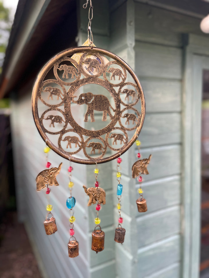 Multi Lucky Elephant Wind Chime With Beads