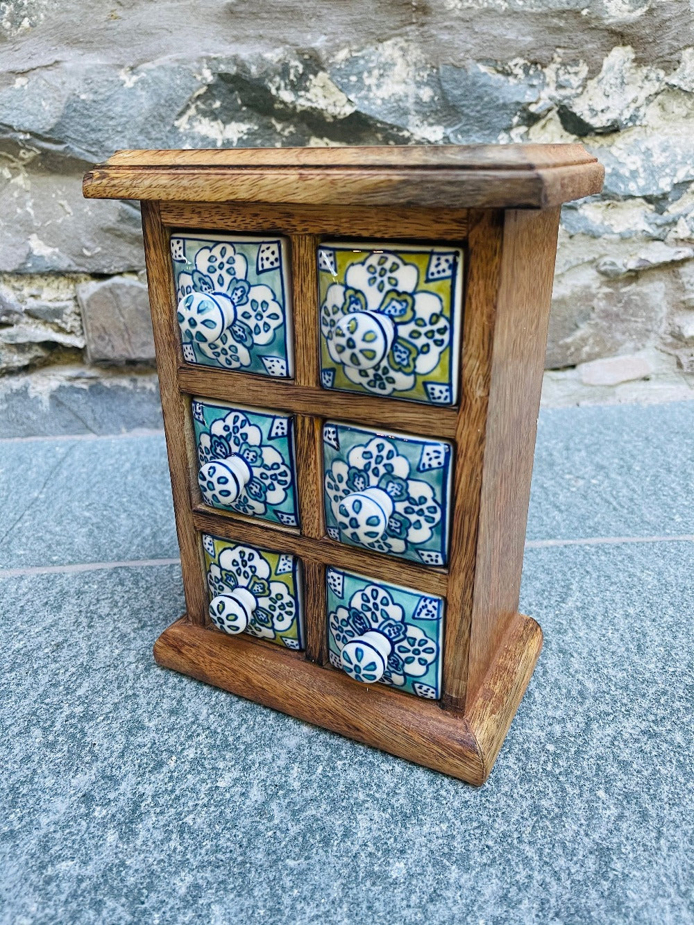 Wooden box with 2024 ceramic drawers