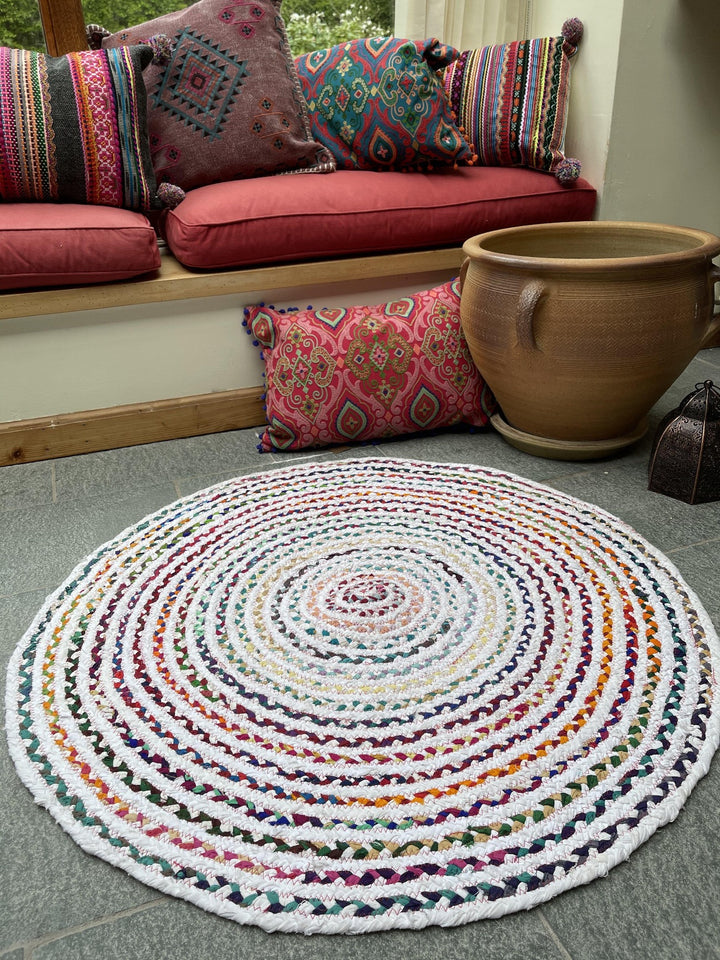 CARNIVAL Round Bedroom Rug Ethical Source with Recycled Fabric - Second Nature Online