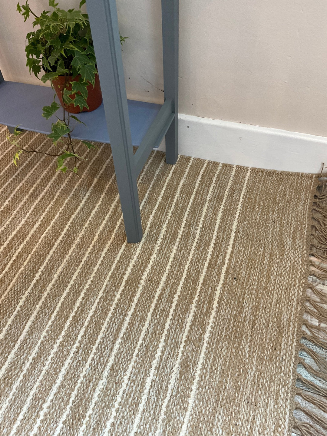 Bekal Rug Natural Rugs With a Cream Stripe and Fringe