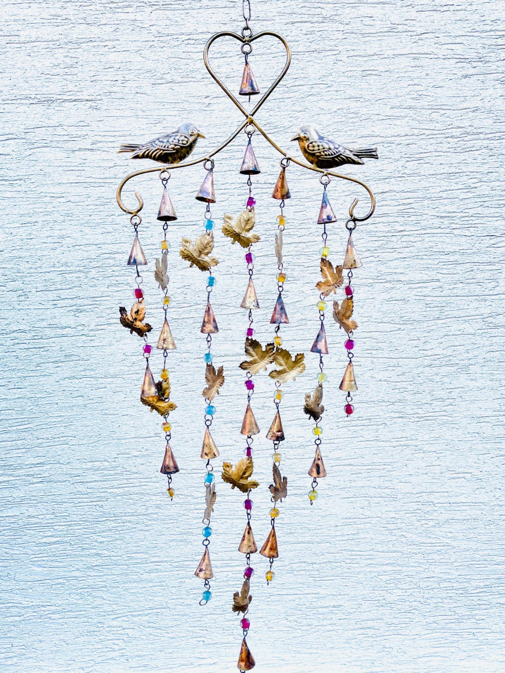 Bird and Leaf Metal Beaded Garden Windchime - Second Nature Online