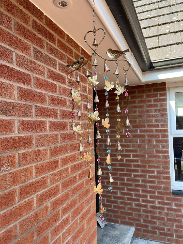 Bird and Leaf Metal and Beaded Wind Chime - Second Nature Online
