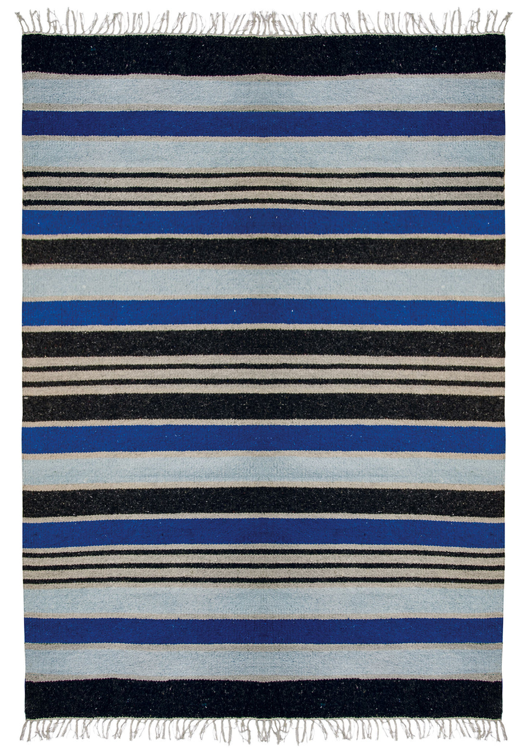 Traditional Handloomed Recycled Cotton Blue Striped Rug