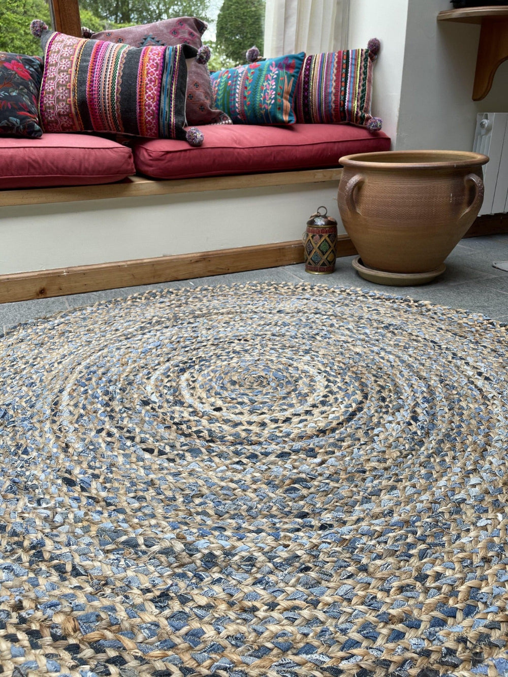 JEANNIE Round Kids Rug Ethical Source with Recycled Denim - Second Nature Online