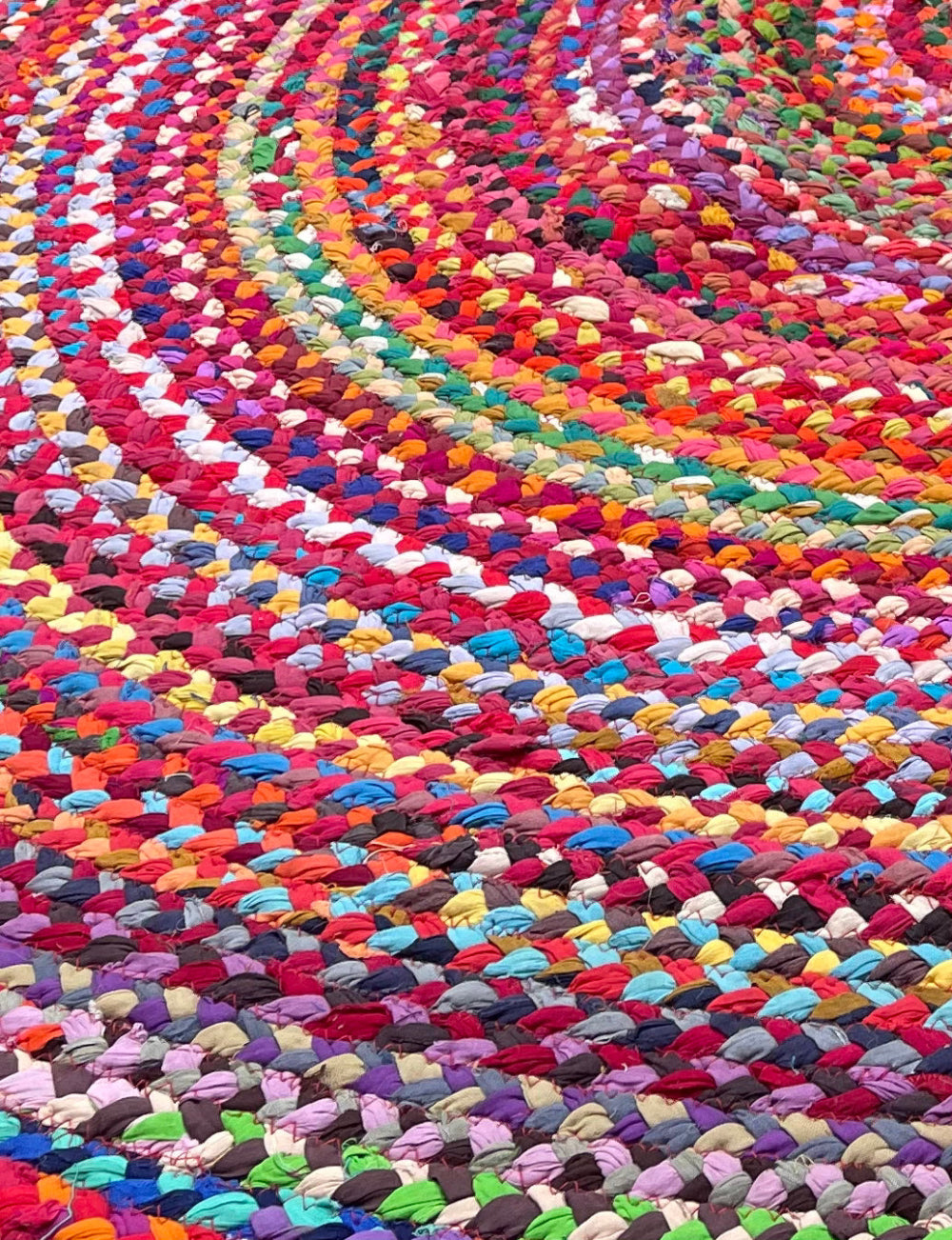 Braided Cotton Rainbow Rug Close Up