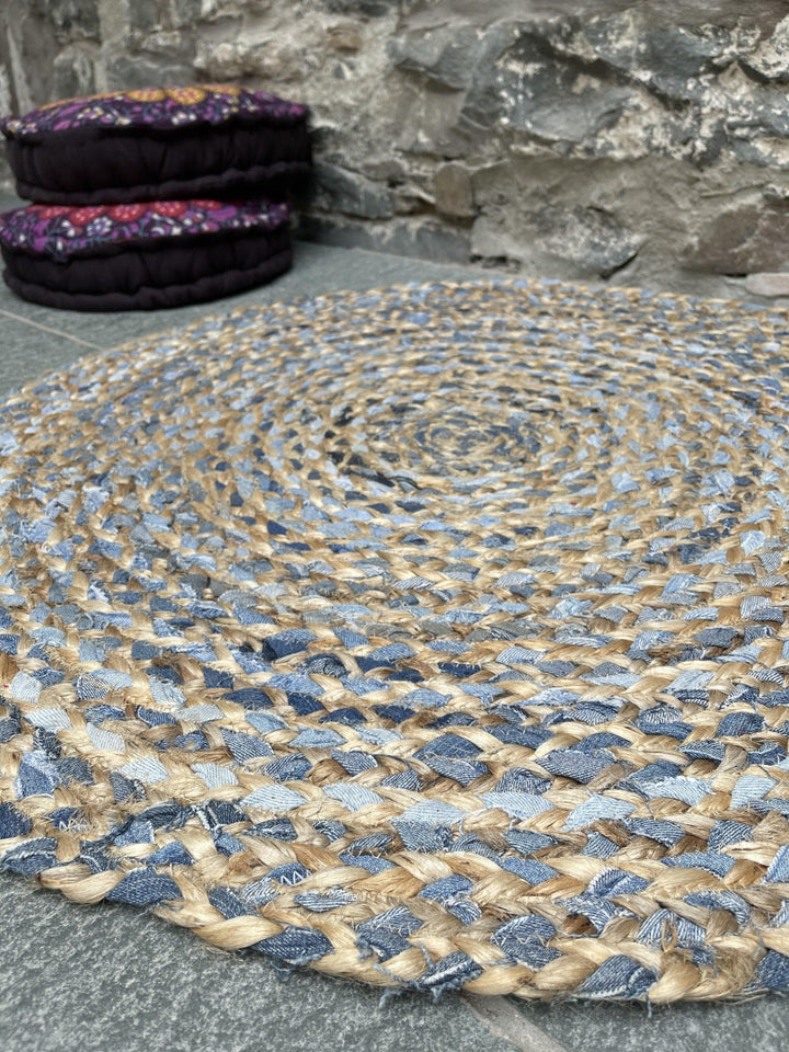 JEANNIE Round Kids Rug Ethical Source with Recycled Denim - Second Nature Online