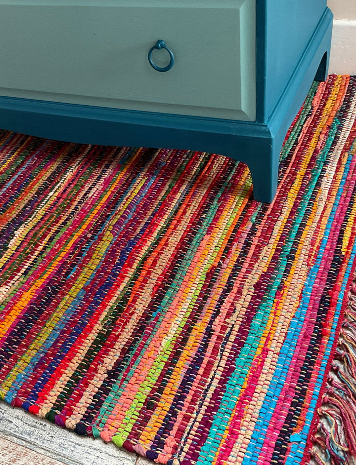 FESTIVAL Boho Rug Flat Weave Multicolour with Tassels