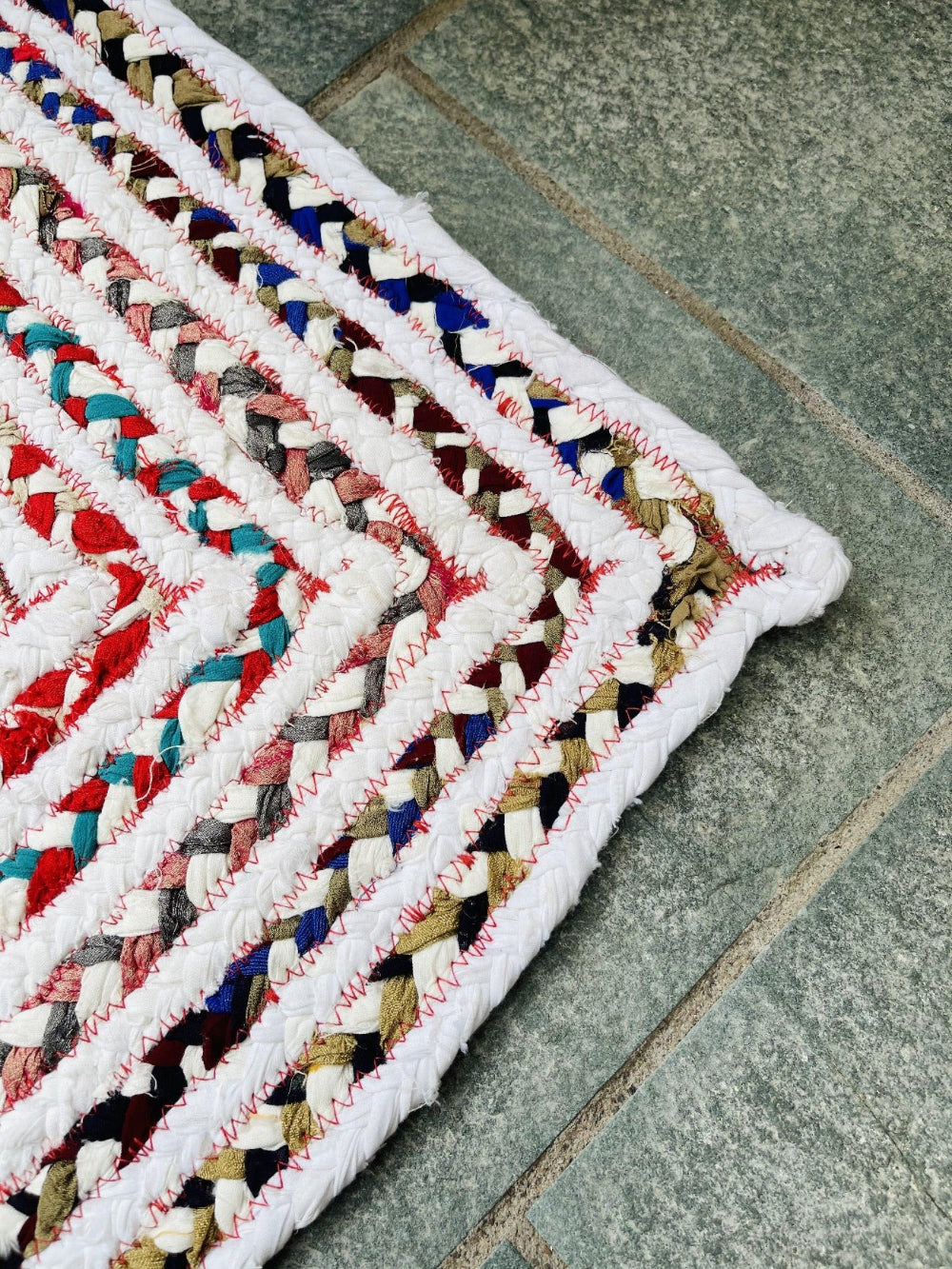 Bedroom Rug Square Rag Rugs | White Rainbow Striped Boho Rug – Second ...