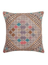 Multi Colour Printed Cushion Cover With Suzani Embroidery