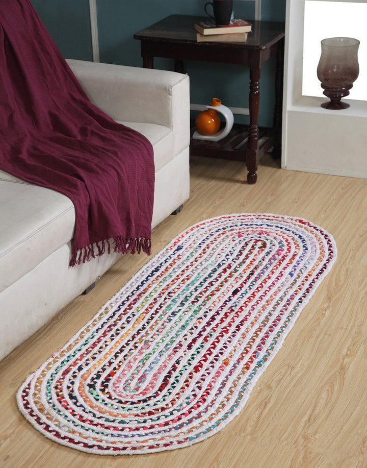 CARNIVAL Oval Bedroom Rug Ethical Source with Recycled Fabric - Second Nature Online