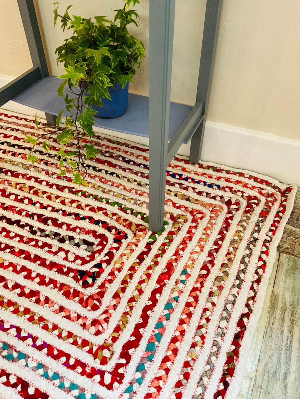 Square Rag Rugs Bedroom Rug Square Rag Rugs | White Rainbow Striped Boho Rug – Second ...