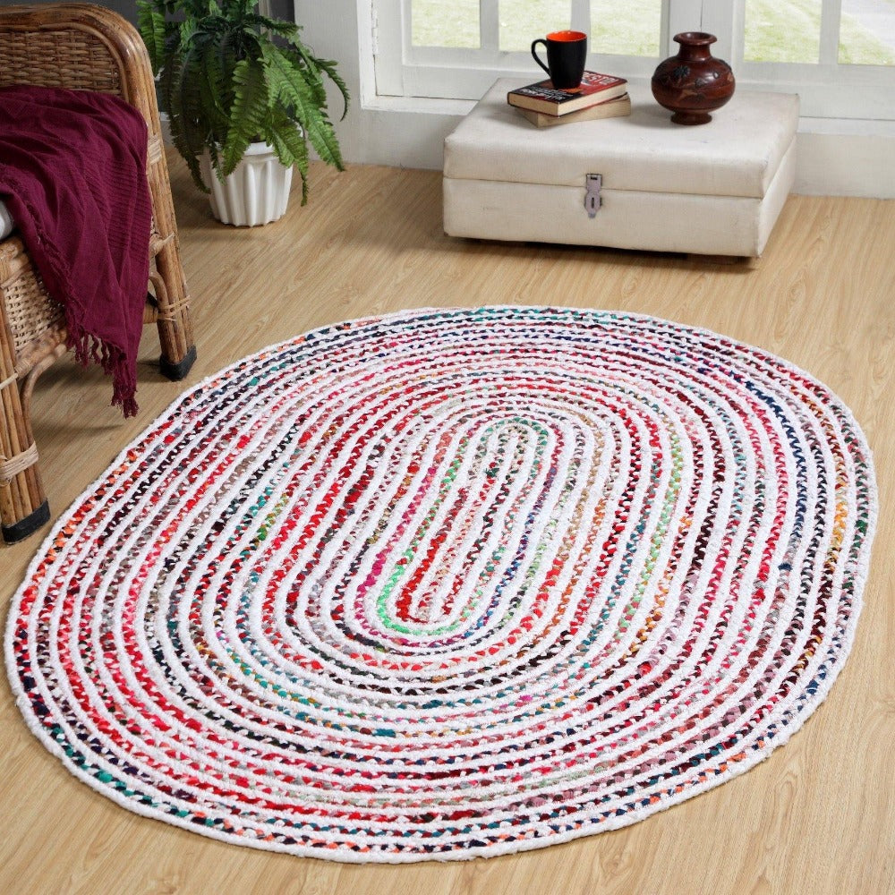 CARNIVAL Oval Bedroom Rug Ethical Source with Recycled Fabric - Second Nature Online