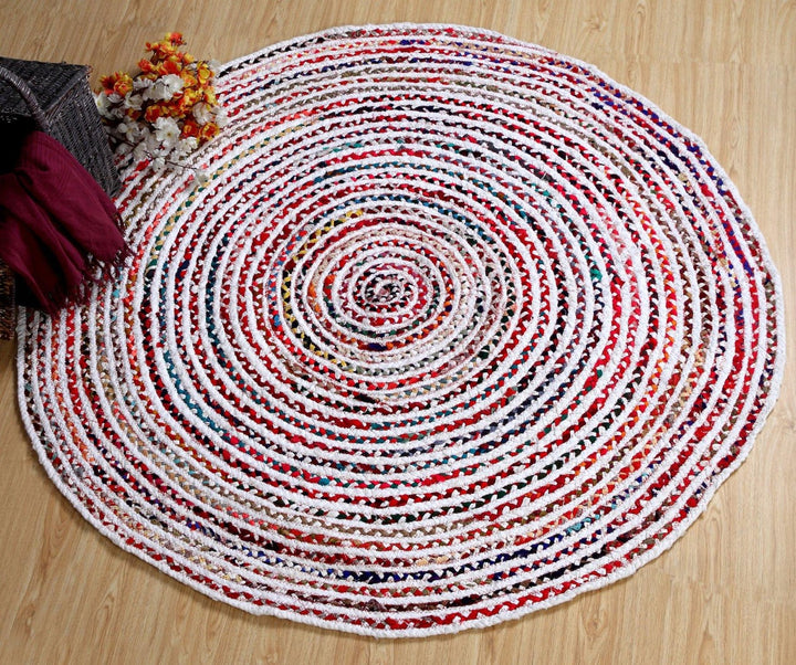 CARNIVAL Round Bedroom Rug Ethical Source with Recycled Fabric - Second Nature Online