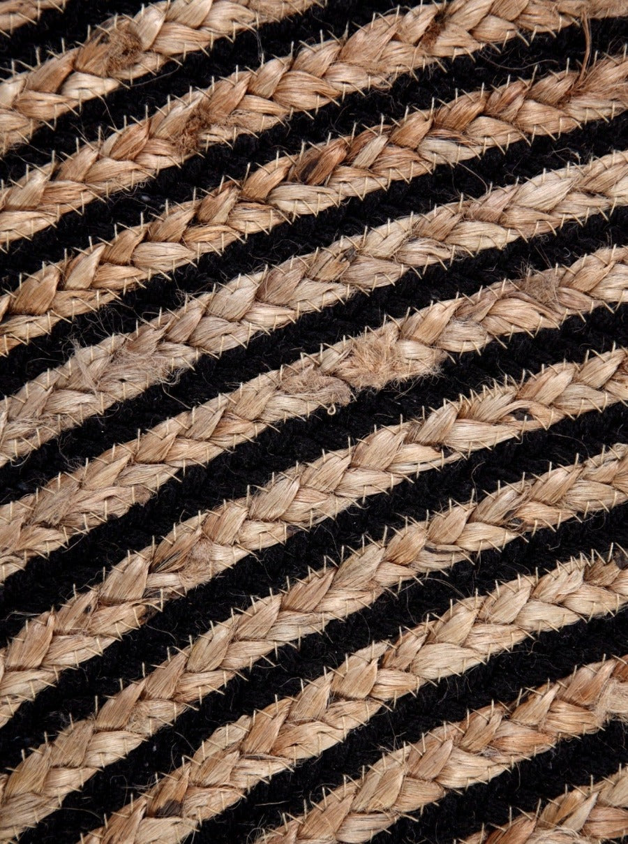 Chakkar Dark Striped Round Braided Jute Rug Second Nature Online Close Up