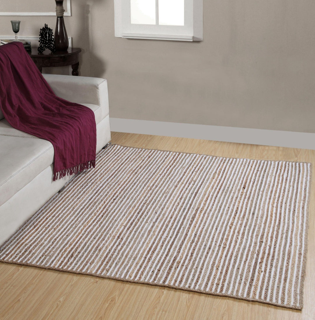 Chakkar Pale White Natural Braided Rug Square Second Nature Online
