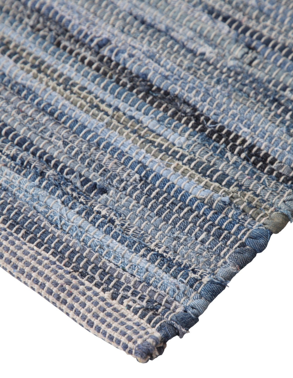 Close Up DENIM Blue Rug Washable Cotton Flat Weave - Second Nature Online