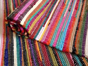 Close Up Of Rainbow Cotton Rug - Second Nature Online