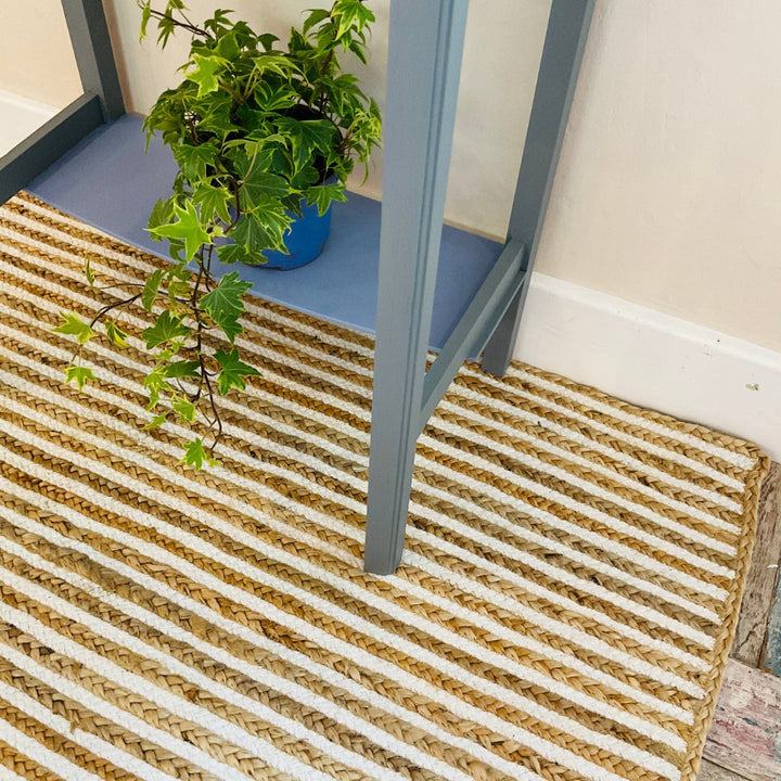 Close Up of Jute Striped Rug - Second Nature Online