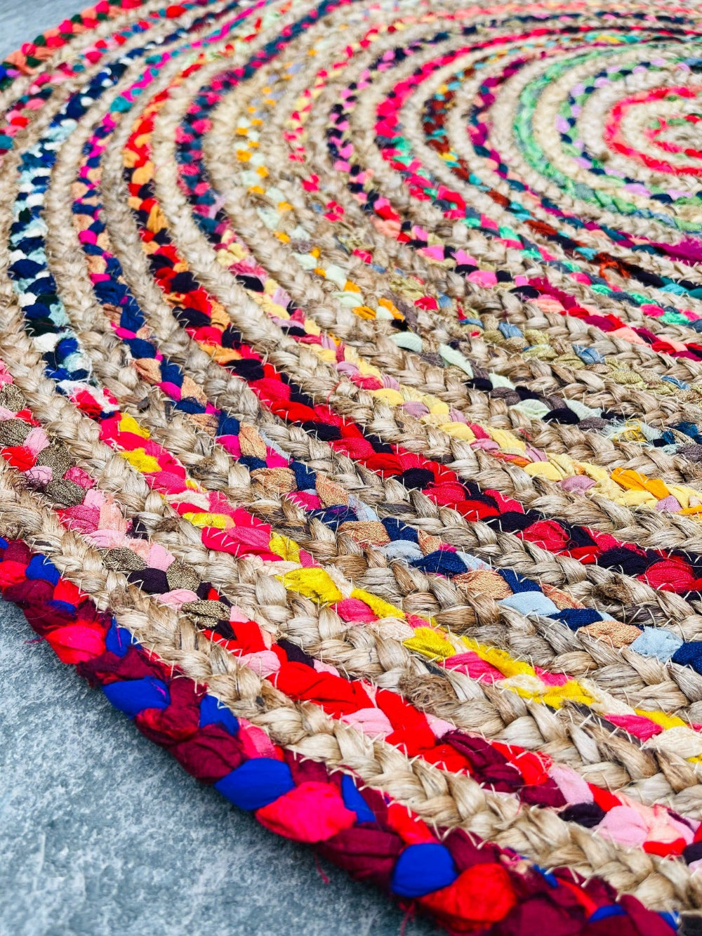 Close Up of Jute and Cotton Braided Rug - Second Nature Online