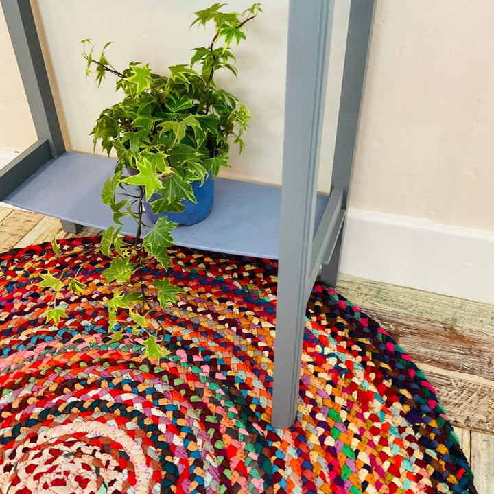 Close Up of Multi Colour Braided Rug - Second Nature Online