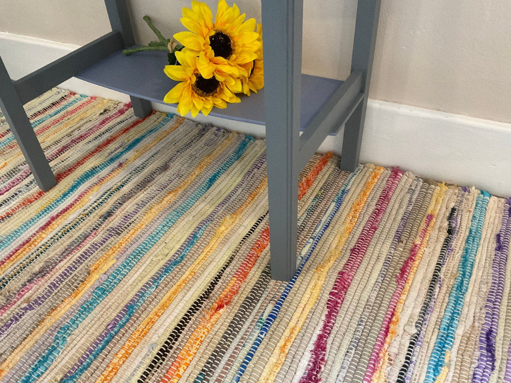 Close up of recycled cotton rag rug - Second Nature Online