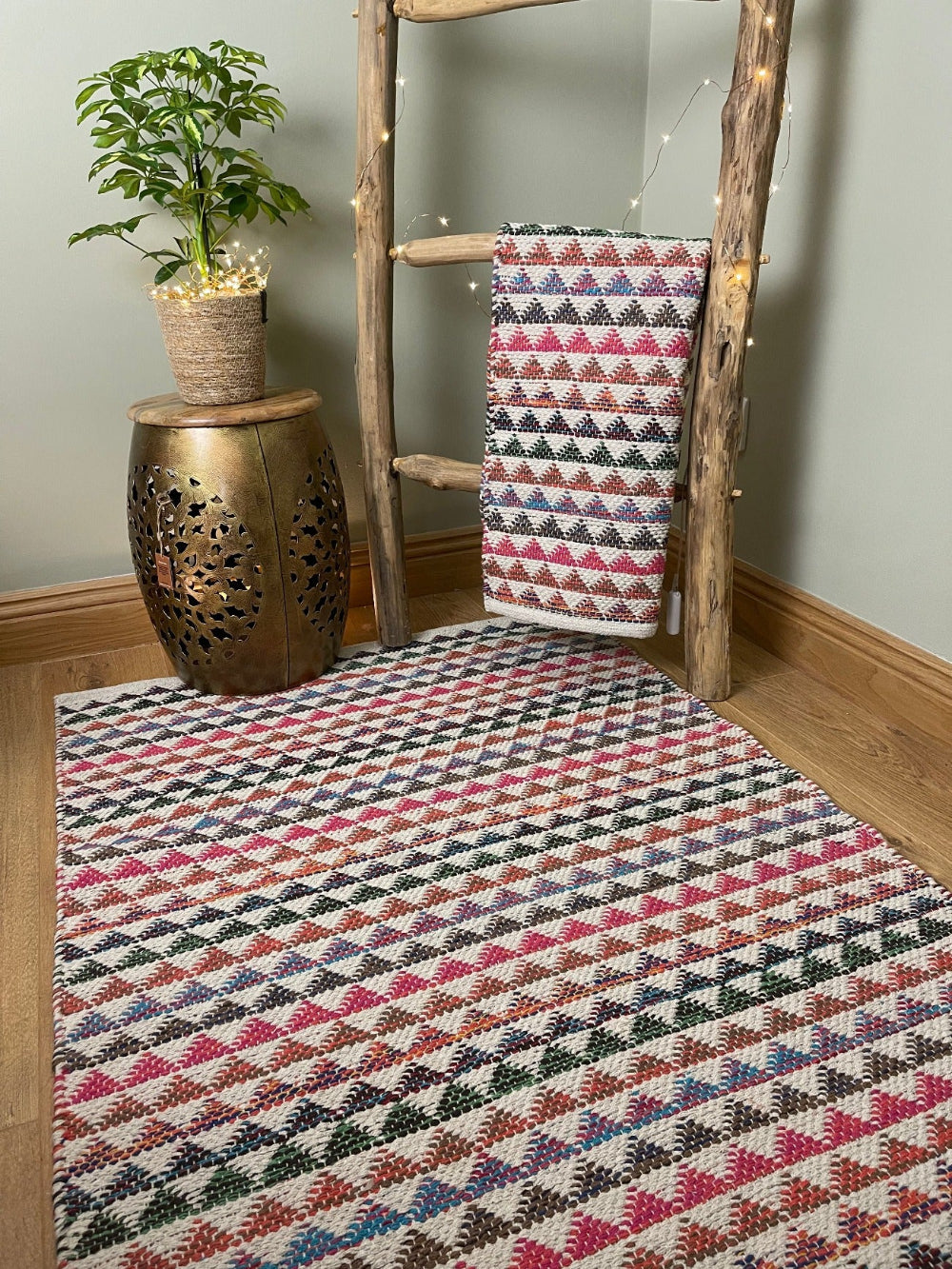 Cotton Traingle Design Area Rug - Second Nature Online